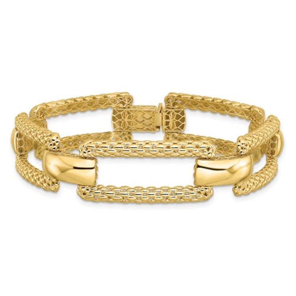 Leslie's 14K Polished and Textured Fancy Bracelet, Brand new